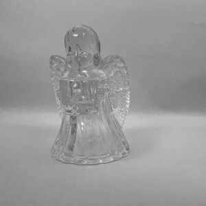 Small Glass Angel Clear Candle Holder Elegant Christmas Decorative Figurine
